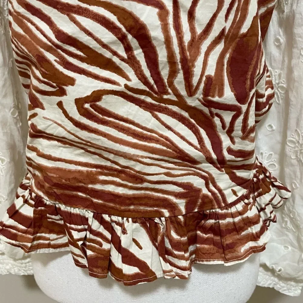 NWT Anthropologie Love The Label Smocked Puff-Sleeve Top size M Blouse